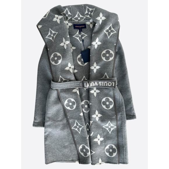 Louis Vuitton Grey & White Monogram Women's Peacoat